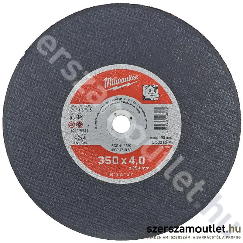MILWAUKEE SCS41 Vékony fémvágótárcsa 350mm (4932471989)