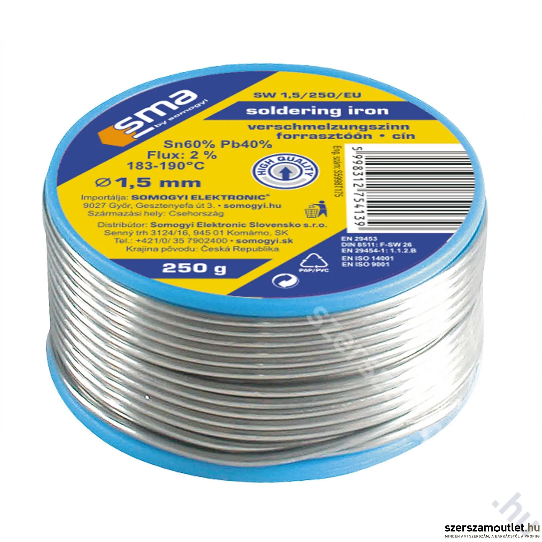 SOMOGYI Forrasztóón, 1,5mm, 250g (SW 1,5/250)