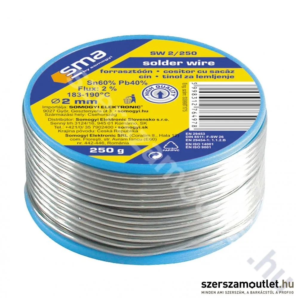 SOMOGYI Forrasztóón, 2mm, 250g (SW 2/250)
