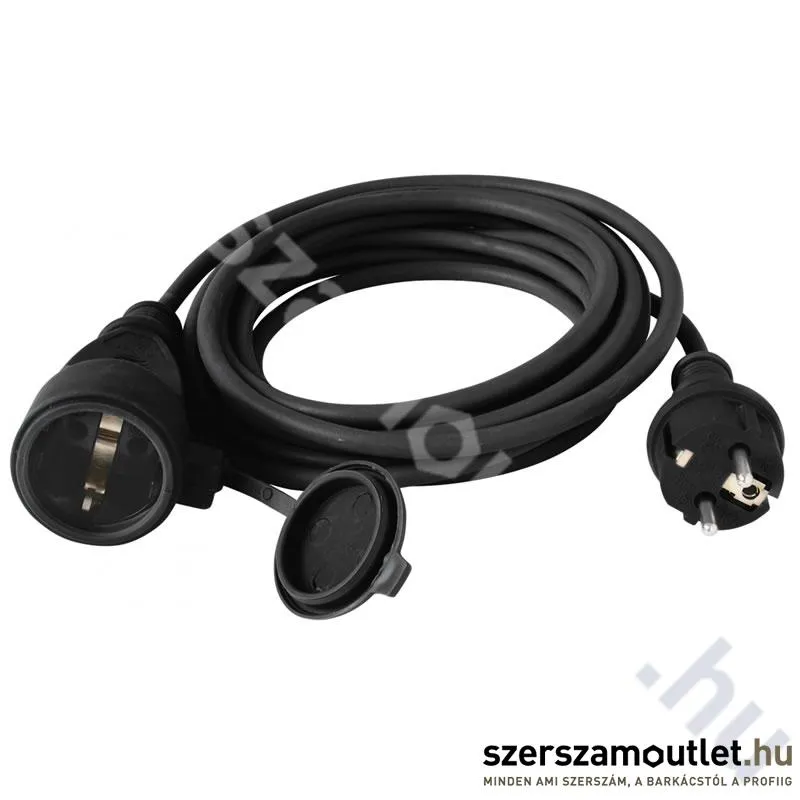 SOMOGYI Hosszabbító, gumírozott, fekete 10m (3x1,5 mm) IP44 (NV 7-10/GY)