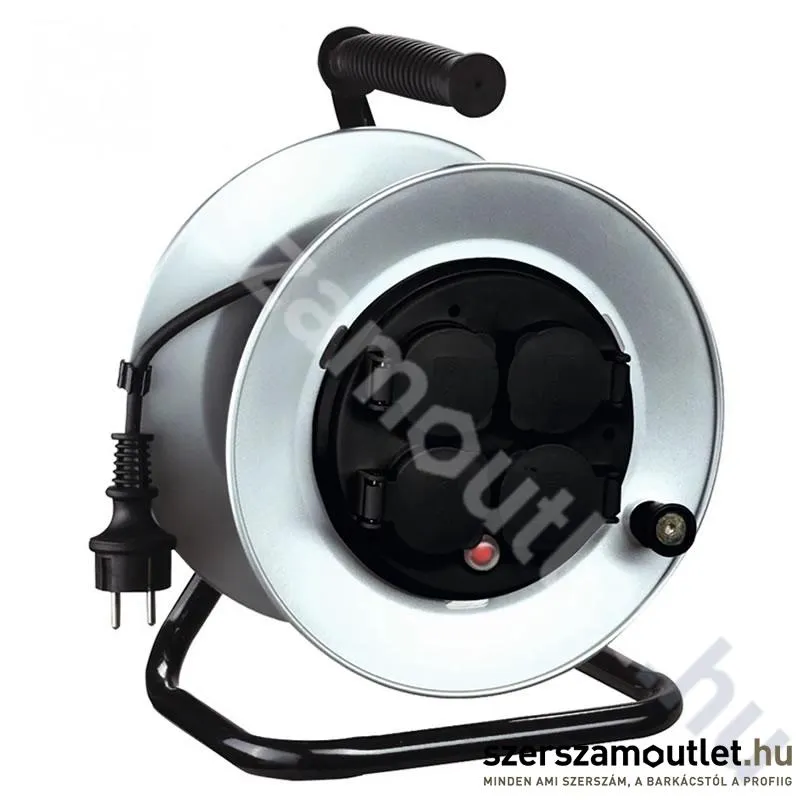 SOMOGYI Fém kábeldob 4 fix aljzattal (25m/3x1,5mm) IP44 (HJRM 10-25)