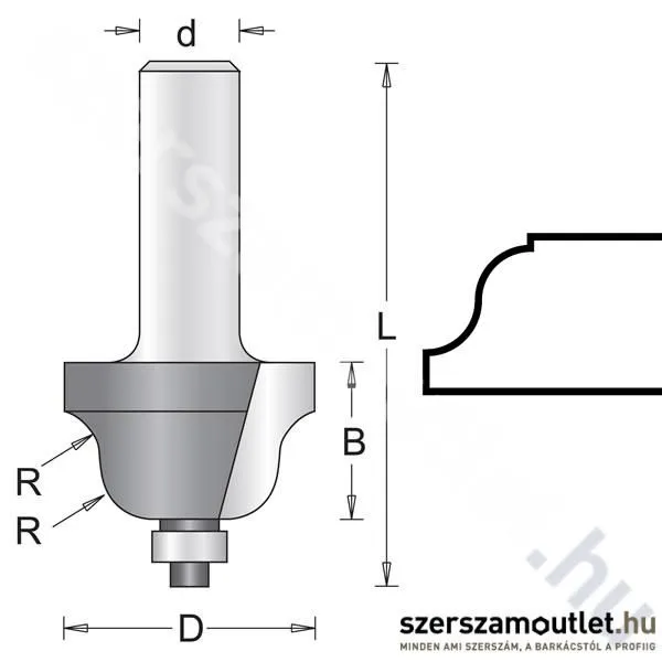HIKOKI Kettősrádiusz maró kés d:8/D:25,4/B:15,9/L:57/R:4mm