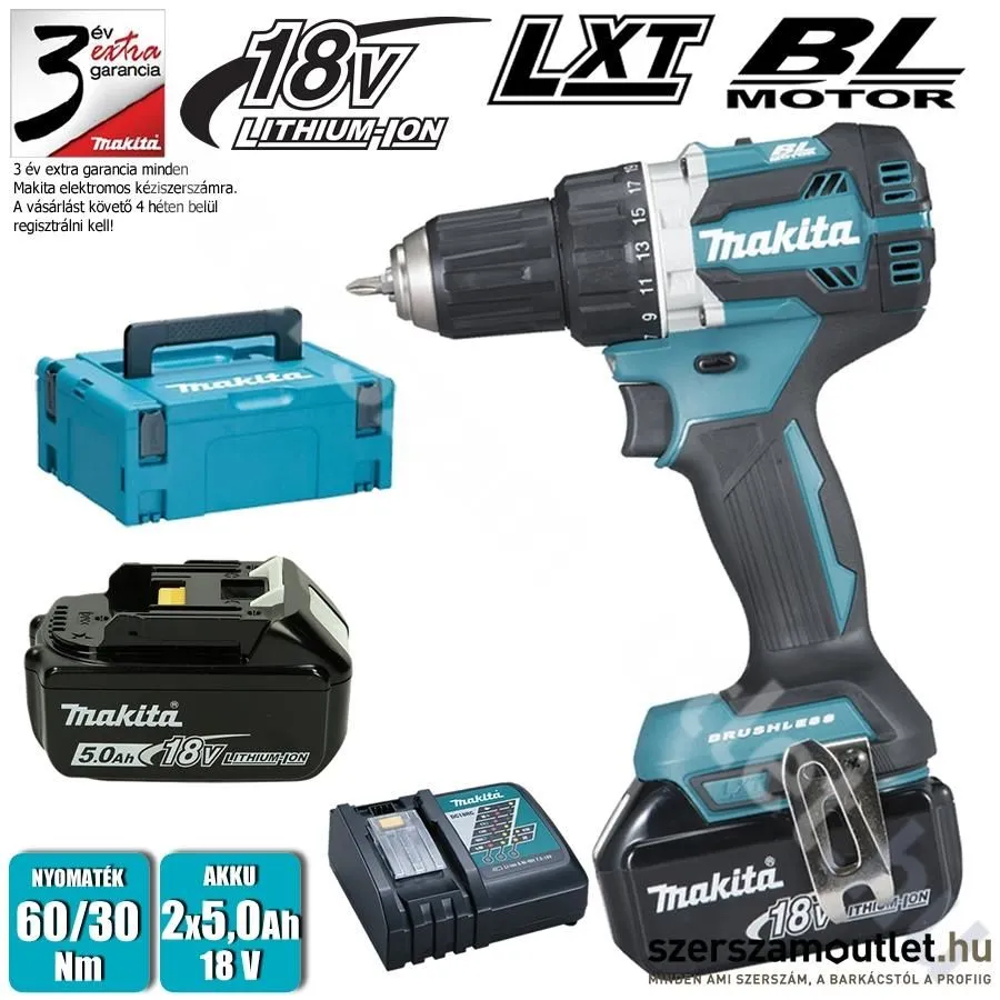 MAKITA DDF484RTJ Akkus szénkefementes fúró-csavarbehajtó (2x5,0Ah/18V)