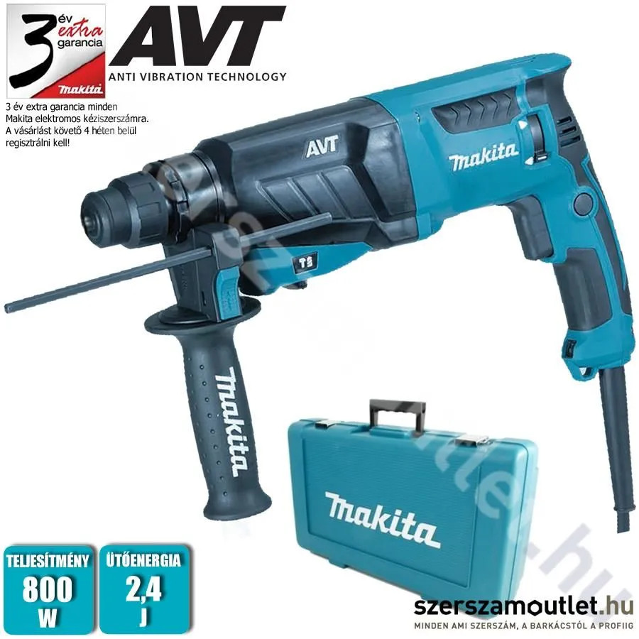 MAKITA HR2631F Fúró-vésőkalapács kofferben (800W/2,4J)