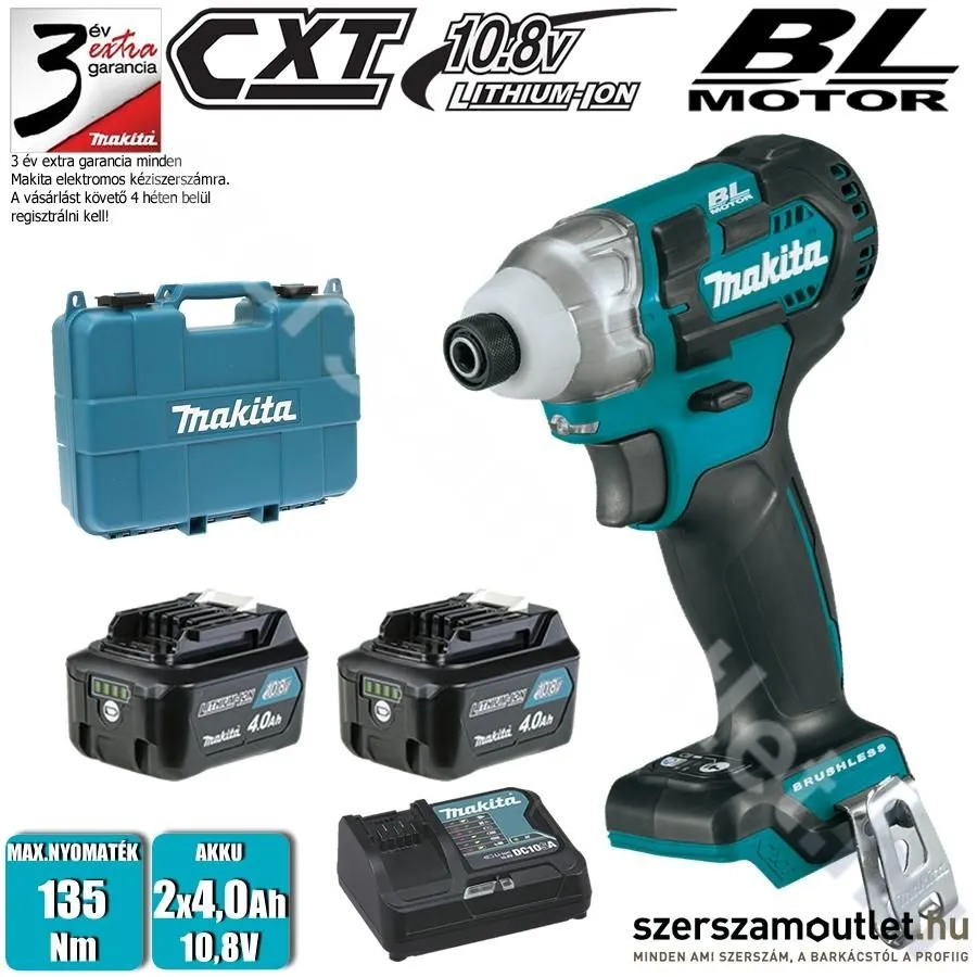 MAKITA TD111DSME Akkus szénkefementes ütvecsavarbehajtó (135Nm/2x4,0Ah/10,8V)