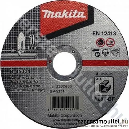 MAKITA ALU Vágókorong 125x1,0mm Sarokcsiszolóhoz (B-45331)
