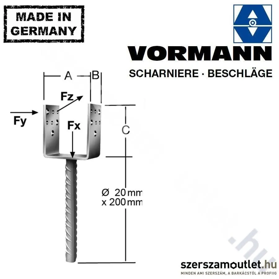 VORMANN Oszloptalp betonozható 121x60x102mm