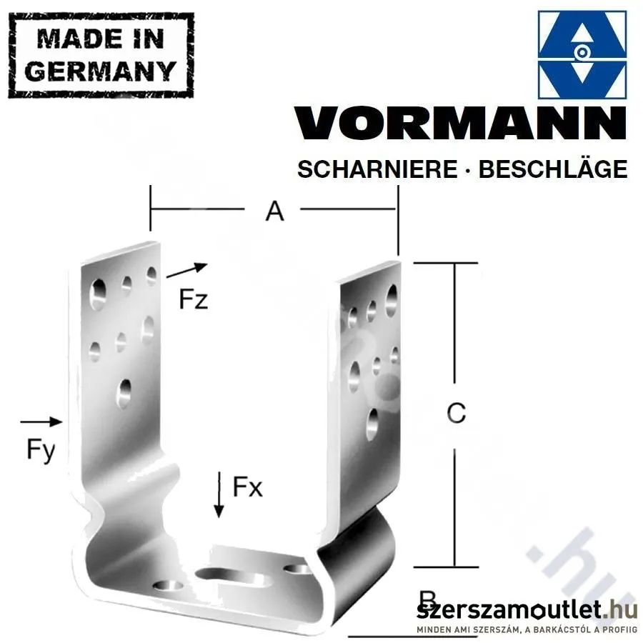 VORMANN Oszloptalp fúrható erősített 140x60x125mm